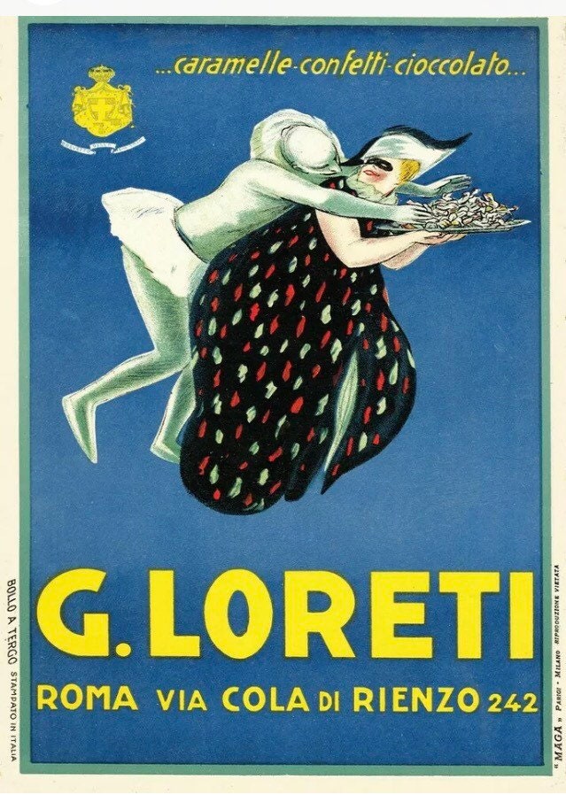 Vintage Advertising Poster - Loreti Caramels, Italian confectionery, 1922
