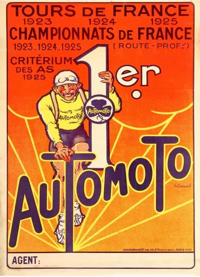 Vintage French Bicycle Poster - Tour de France, Automoto c1923