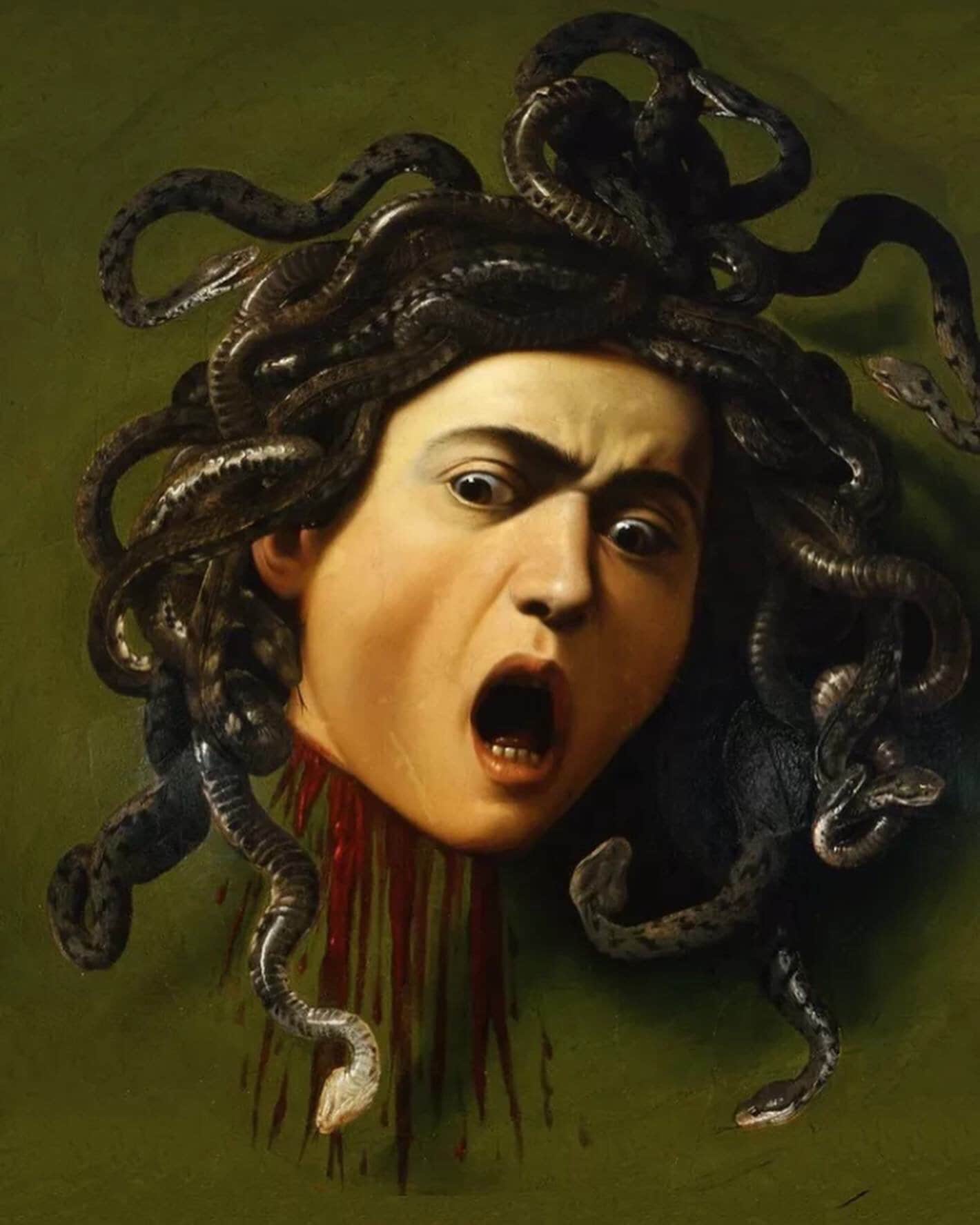 Vintage Renaissance Reproduction Artwork - Medusa by Caravaggio, Baroque c1595