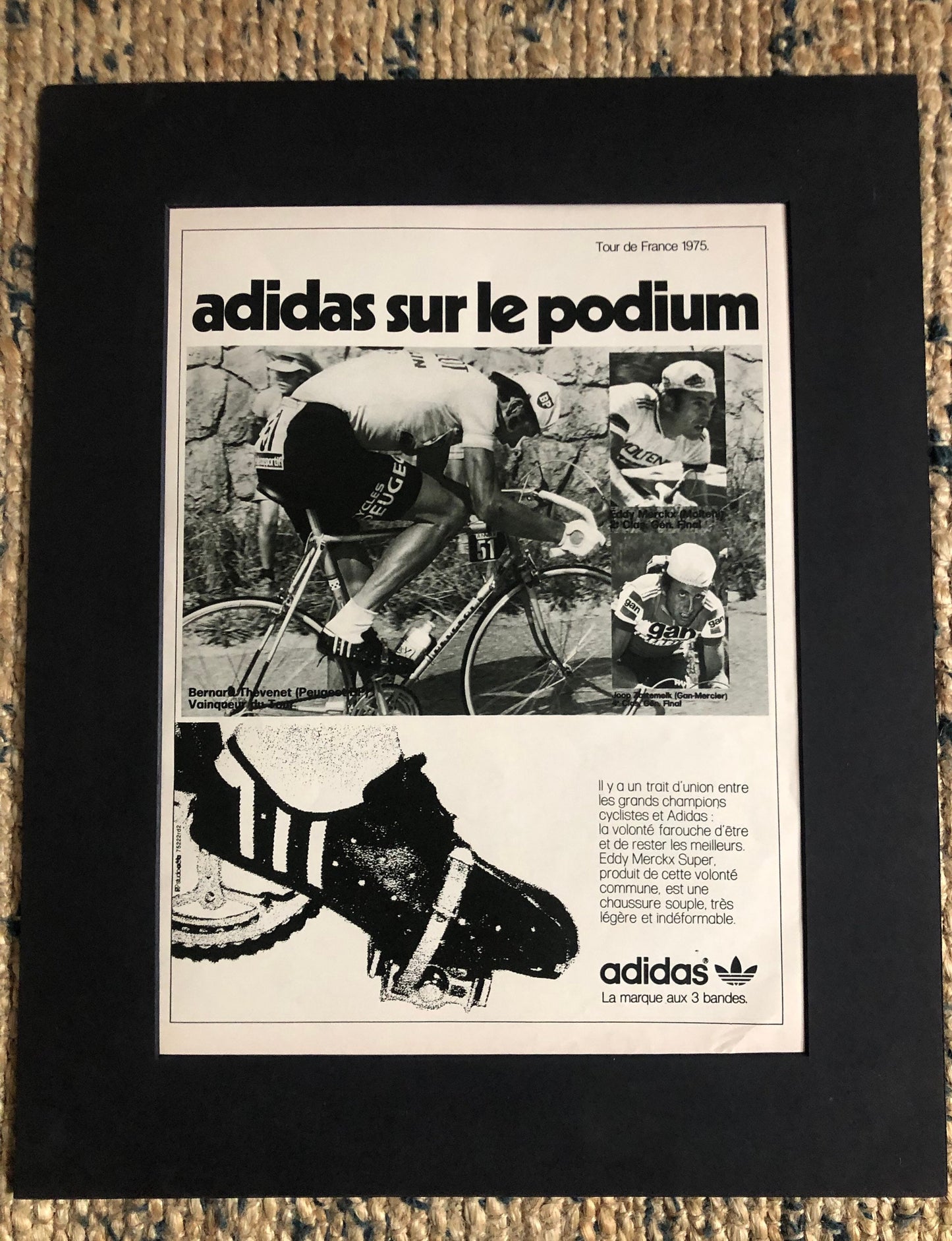 Vintage Advertisement Adidas - Tour de France, Eddy Merckx, Original 1975