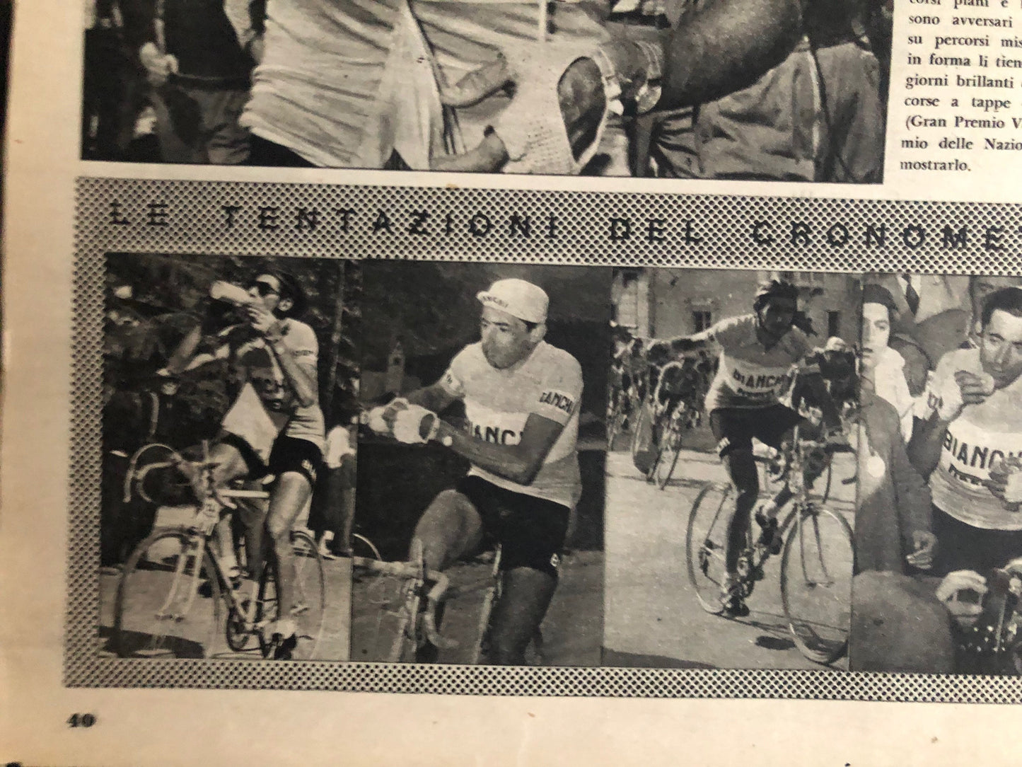 Vintage Cycling Print - 'Il Macchina del Tempo', Fausto Coppi, Bianchi Original, 1953