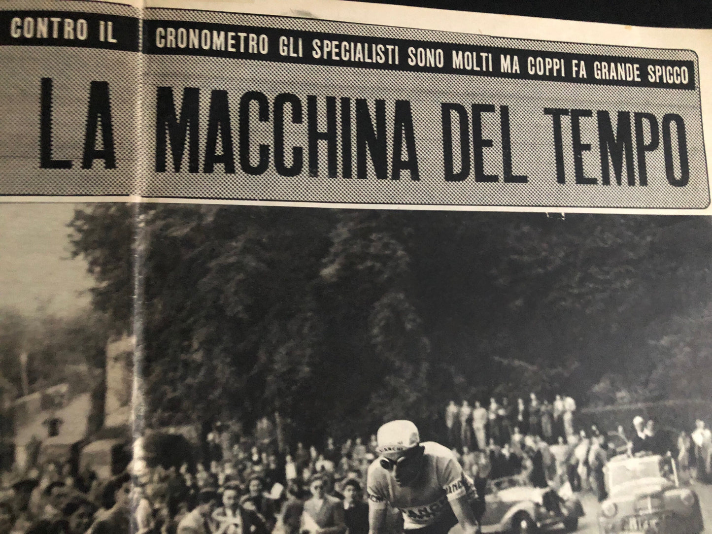 Vintage Cycling Print - 'Il Macchina del Tempo', Fausto Coppi, Bianchi Original, 1953
