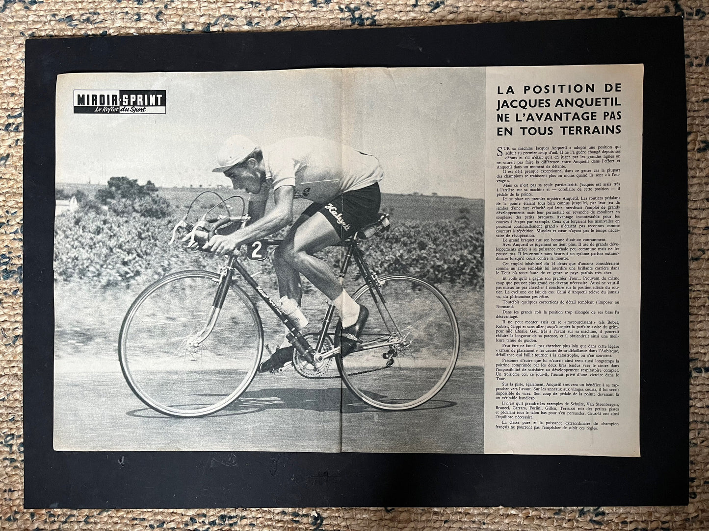 Vintage Cycling Print - Jacques Anquetil, Tour de France, Original 1957