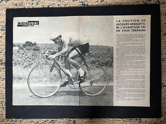 Vintage Cycling Print - Jacques Anquetil,  Tour de France, Original 1957