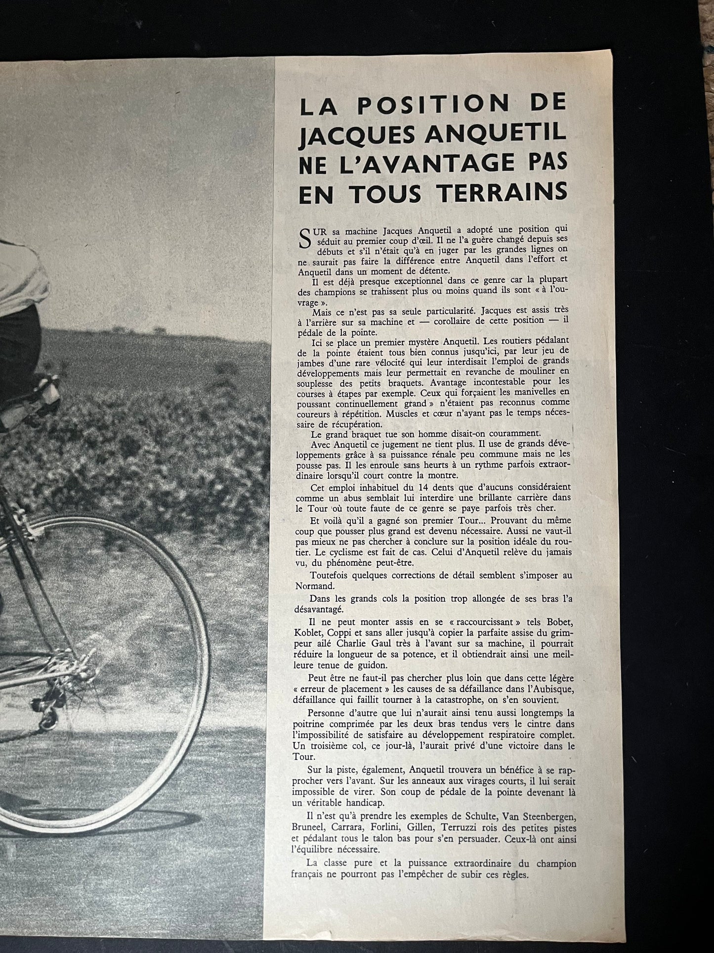 Vintage Cycling Print - Jacques Anquetil, Tour de France, Original 1957