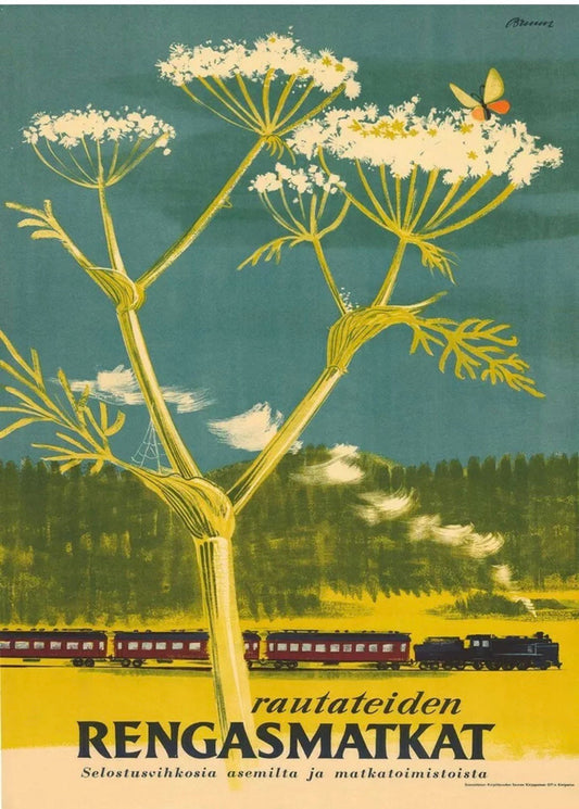 Vintage Advertising Poster - Rengasmatkat, Finland Rail, 1950s