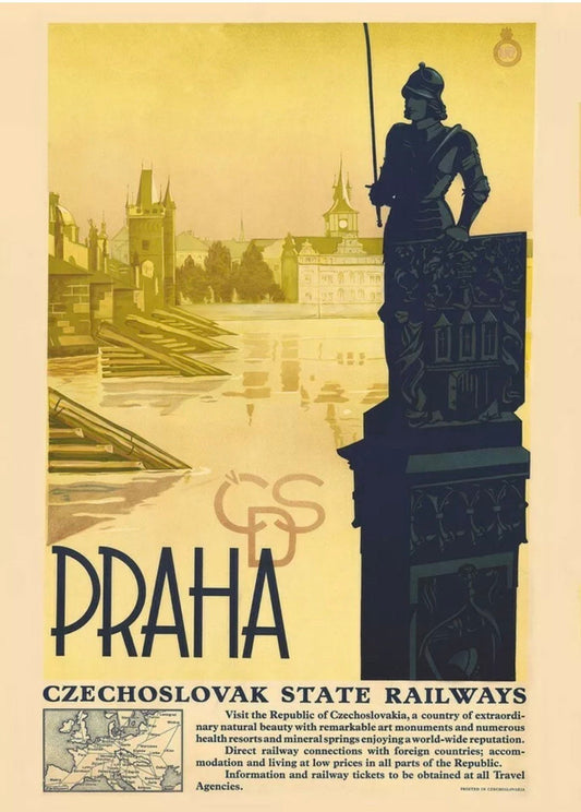 Vintage Advertising Poster - Prague / Praha tourism, 1920s