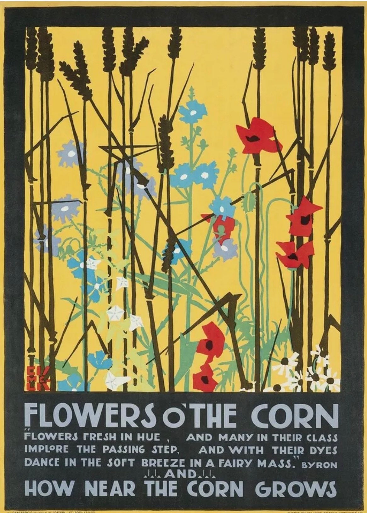 Vintage Advertising Poster - Flowers o'The Corn, London Transport, Edward McKnight Kauffer, c1920s