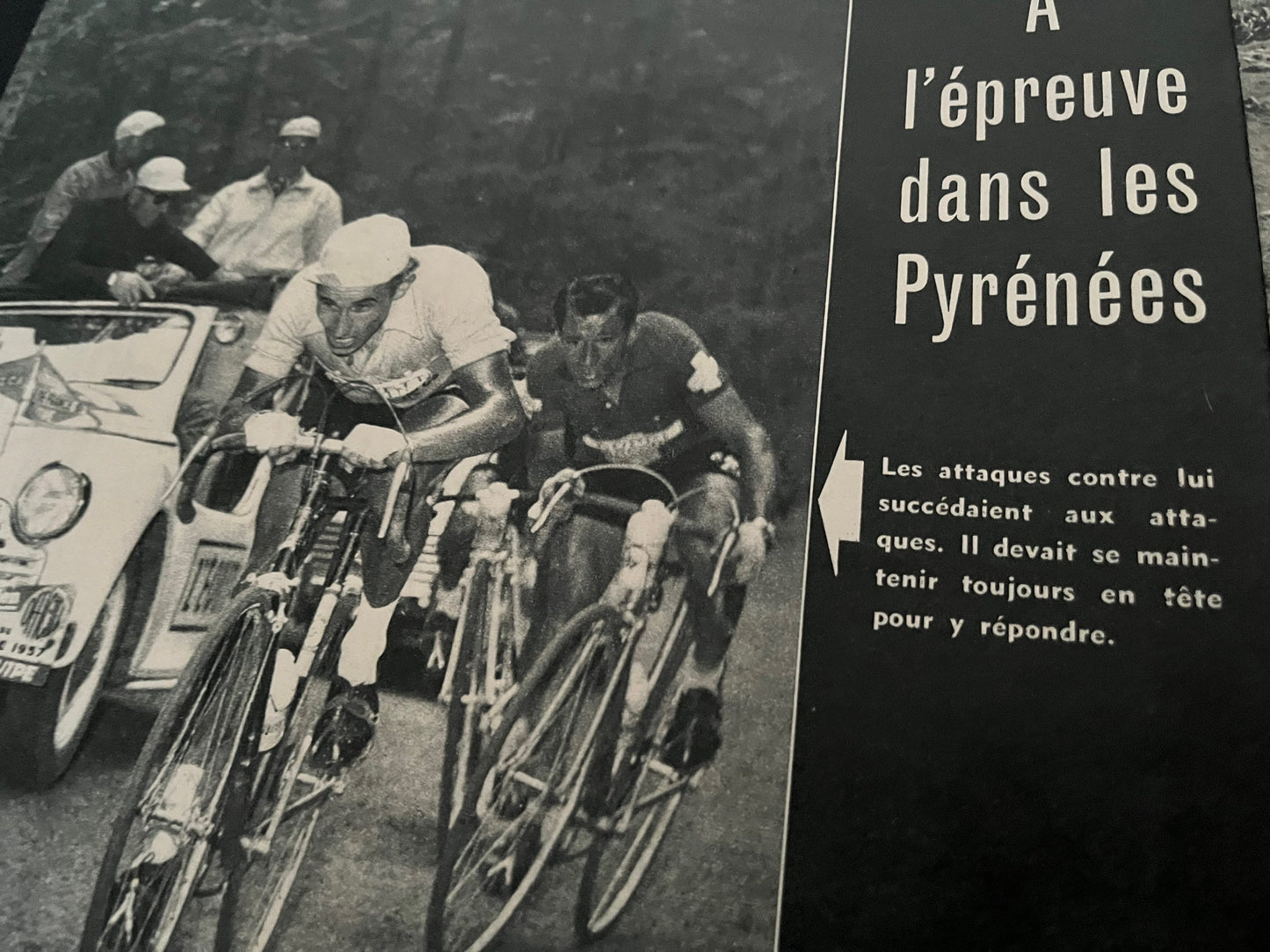 Vintage Cycling Print - Tour de France, Jacques Anquetil, Original 1957