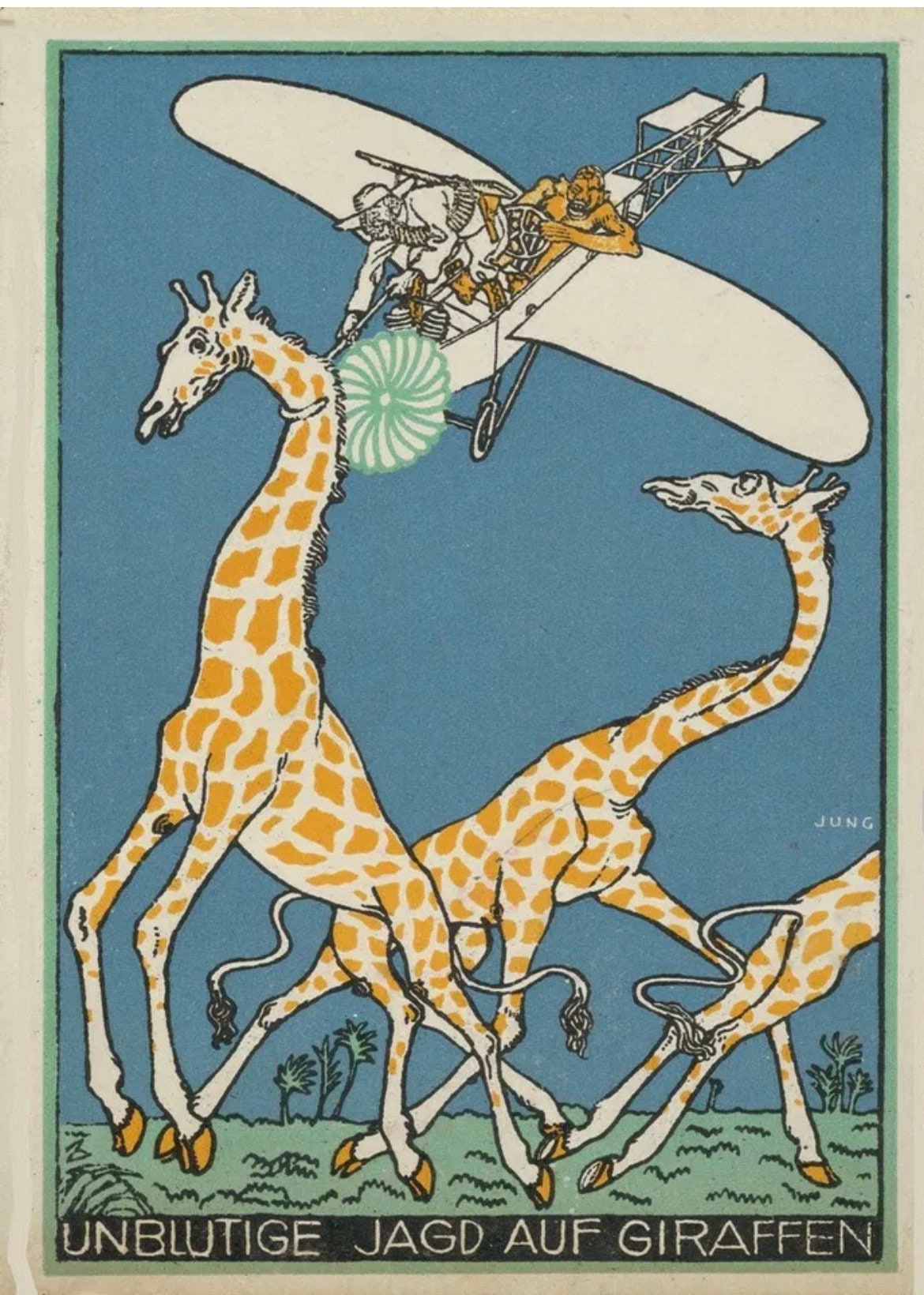 Vintage Travel Poster - Bloodless Giraffe Hunt, Vienna Austria, 1911