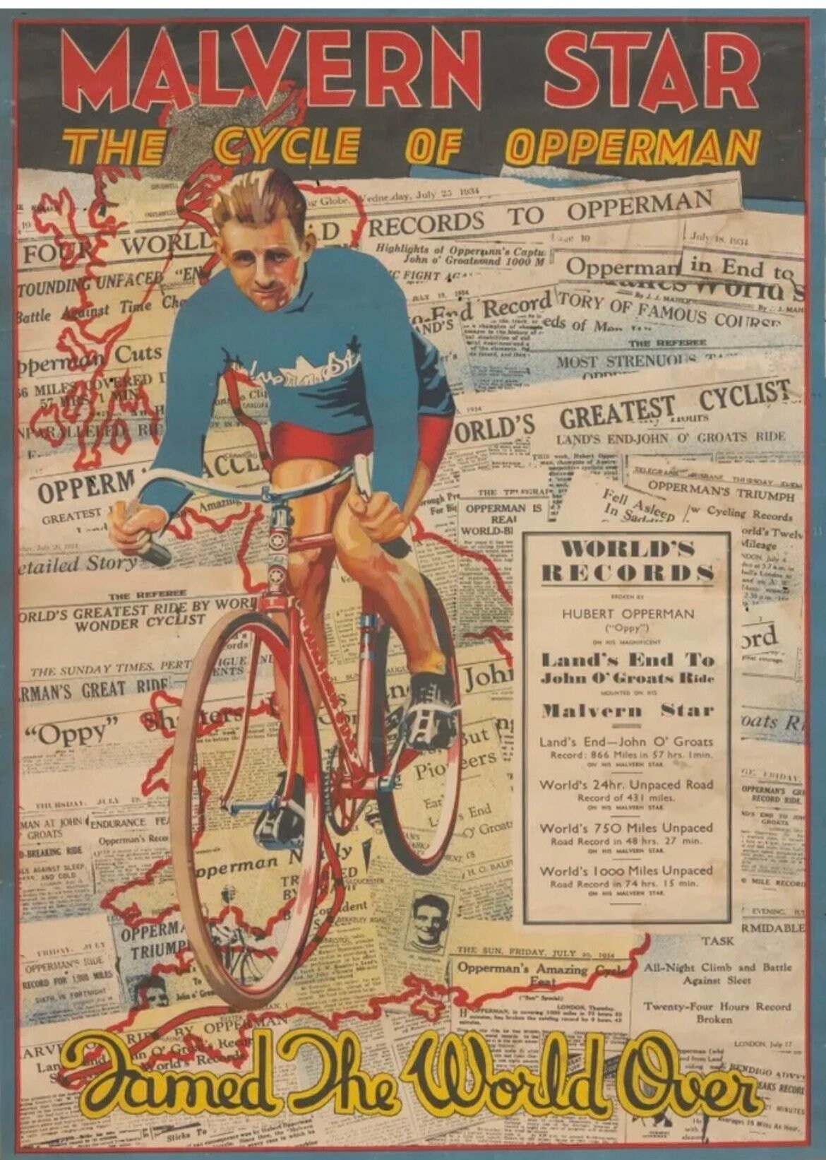 Vintage Advertising Poster - Malvern Star Bicycle, c1935