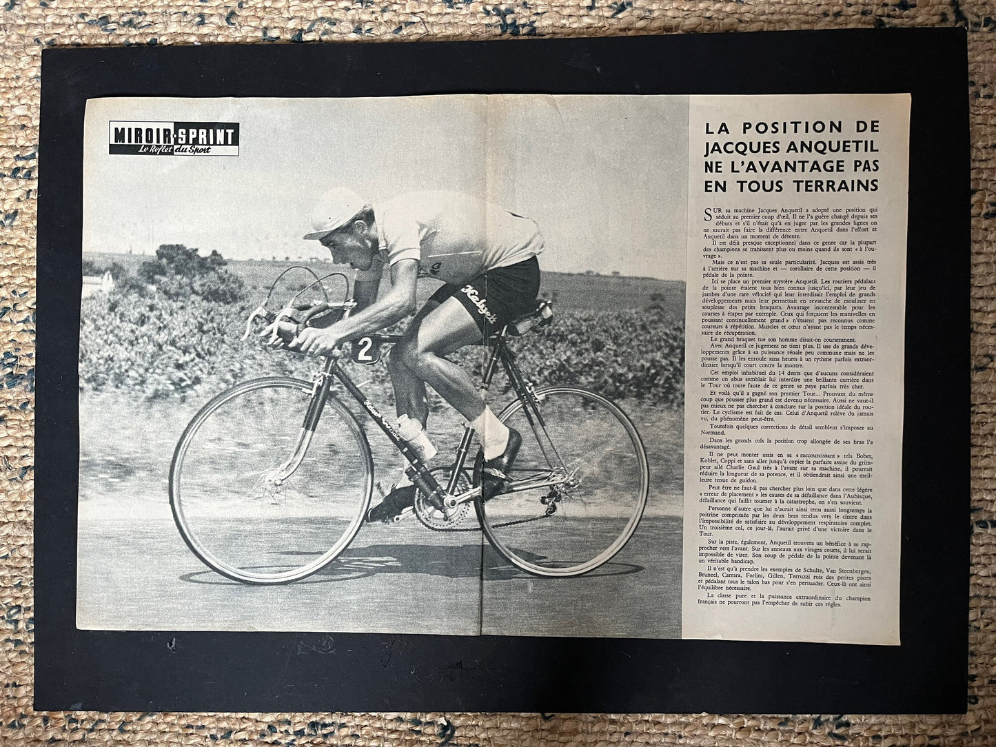 Vintage Cycling Print - Jacques Anquetil, Tour de France, Original 1957