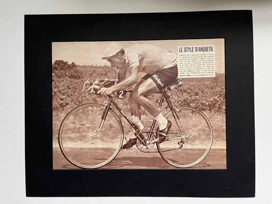Vintage Cycling Print - Jacques Anquetil, Tour de France, Original, 1961