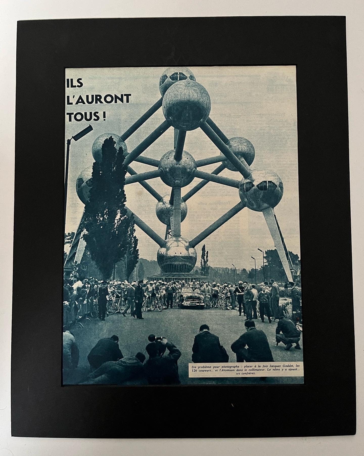 Vintage Cycling Print - Tour de France, Brussels Atomium, Original 1960