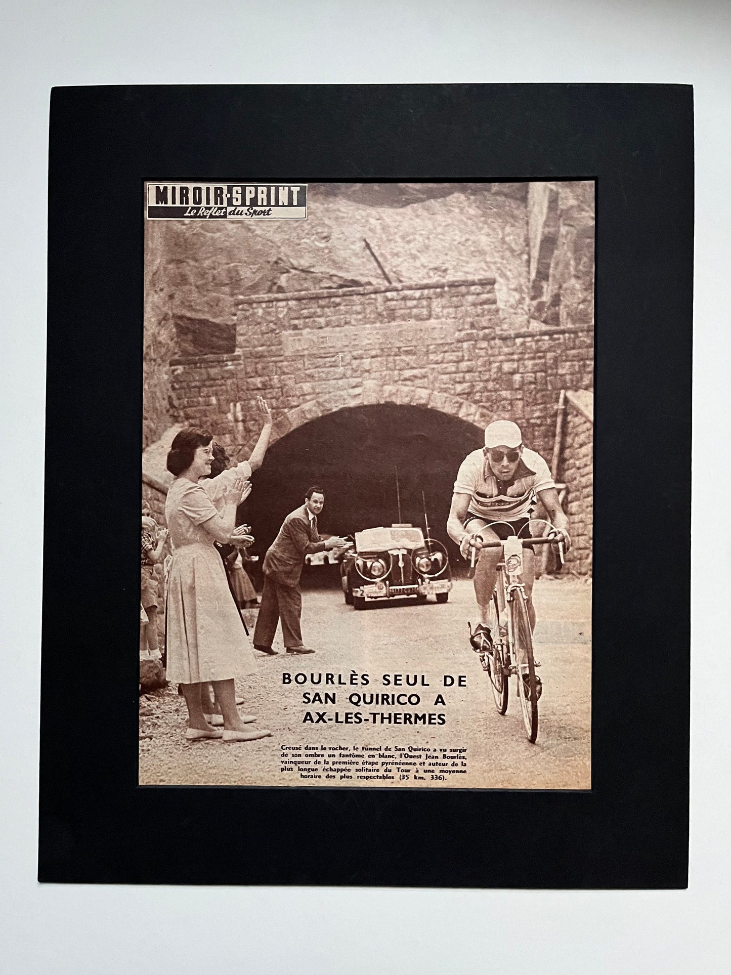 Vintage Cycling Print - Tour de France, Jean Bourles, San Quirico, Original 1950s