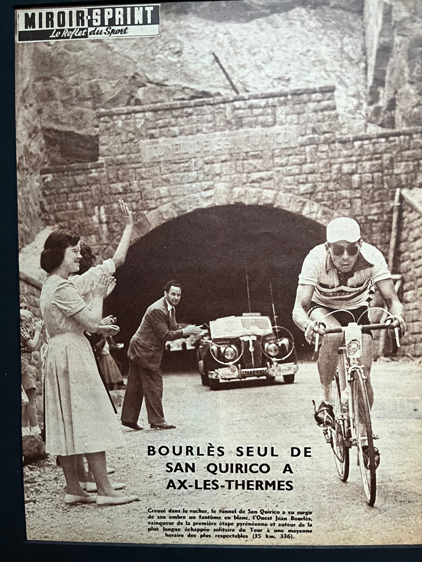 Vintage Cycling Print - Tour de France, Jean Bourles, San Quirico, Original 1950s