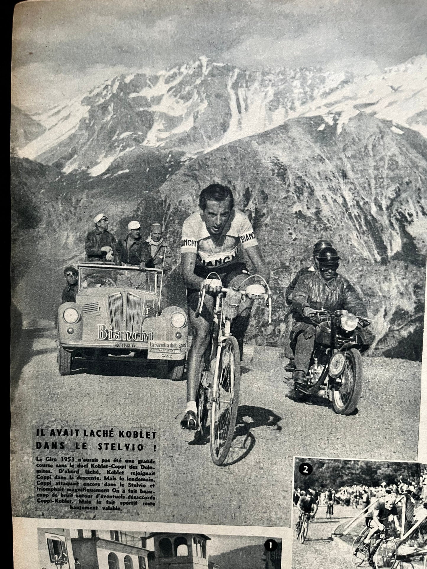 Vintage Cycling Print - Fausto Coppi-Bianchi, Original 1951