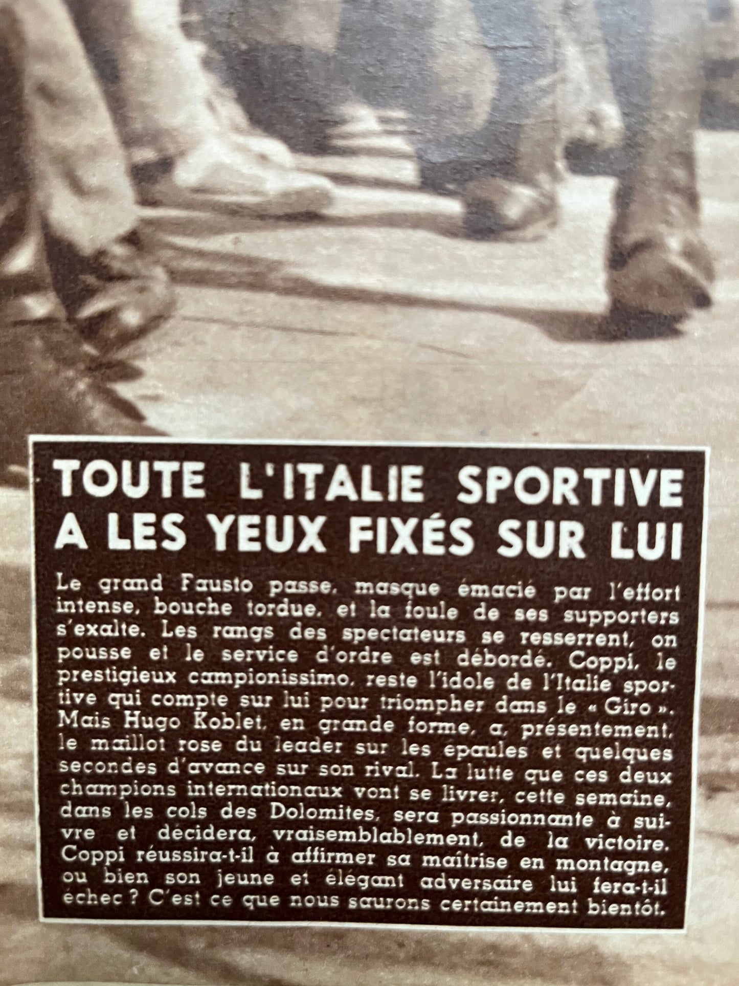 Vintage Cycling Print (colour) - Fausto Coppi-Bianchi, Original 1953