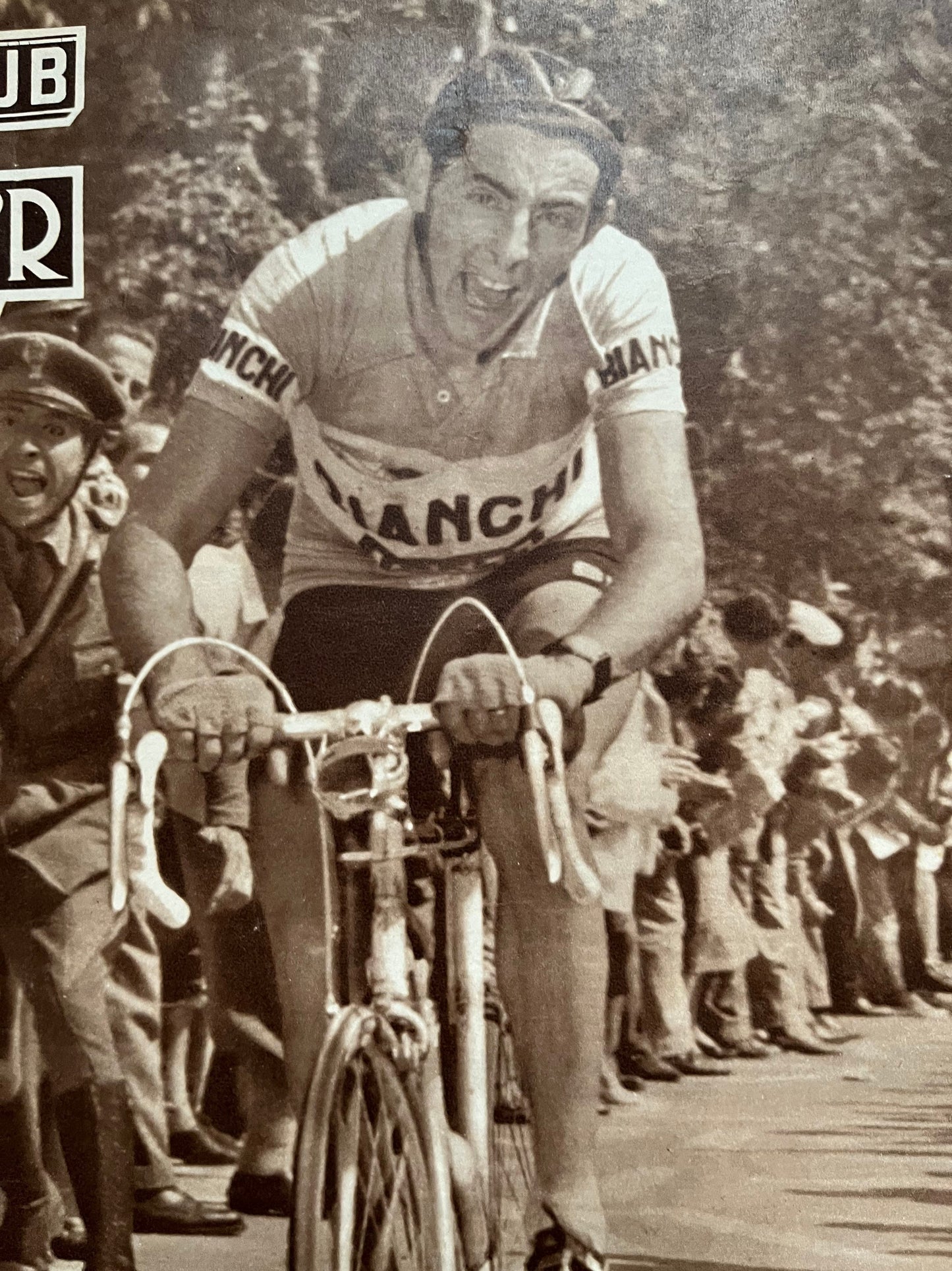 Vintage Cycling Print (colour) - Fausto Coppi-Bianchi, Original 1953