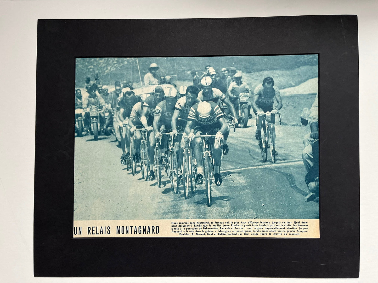 Vintage Cycling Print - Tour de France, Anquetil, Simpson, Poulidor, Original 1960