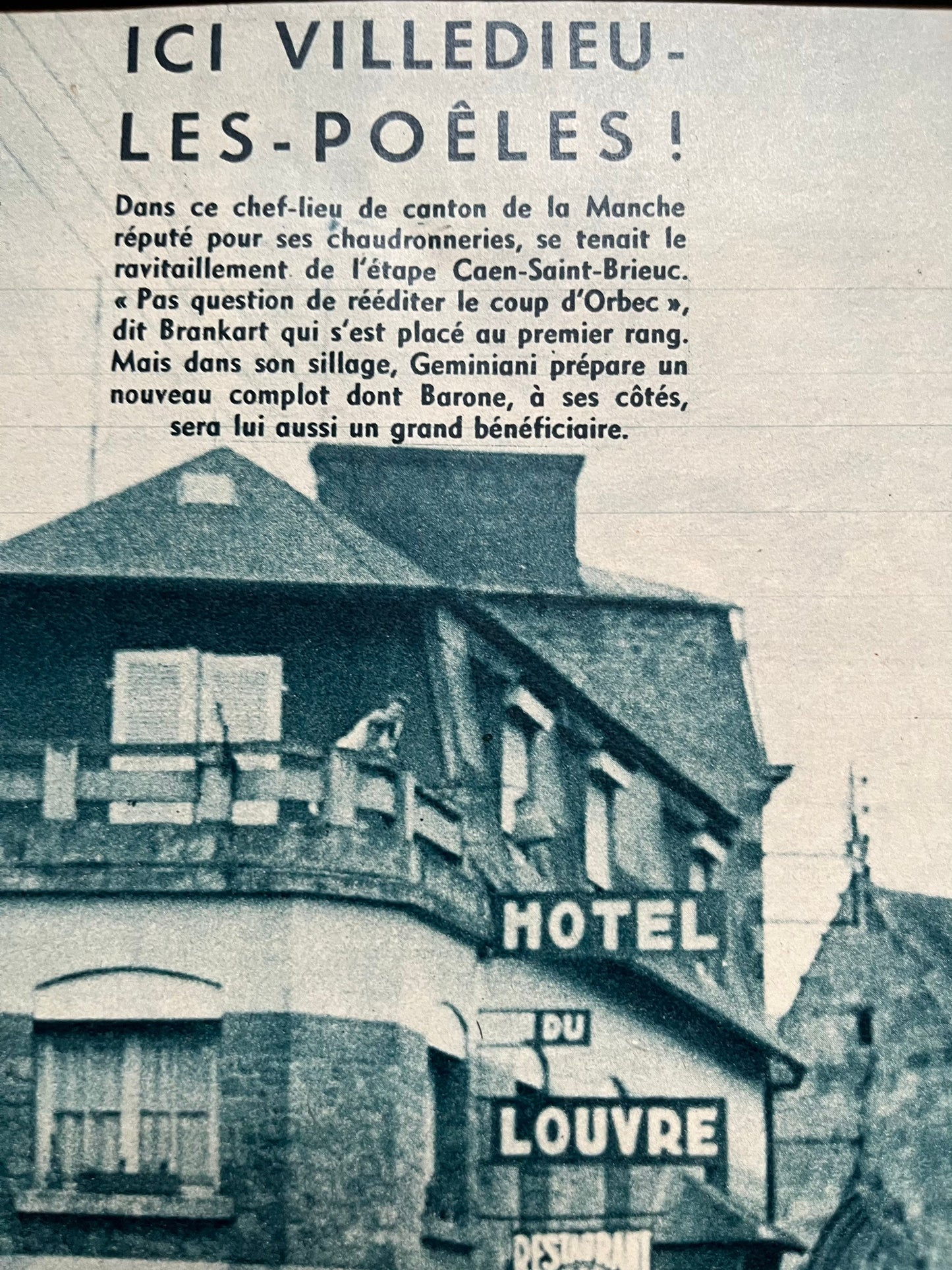 Vintage Cycling Print - Caen to St Brieuc, Original French, 1960s