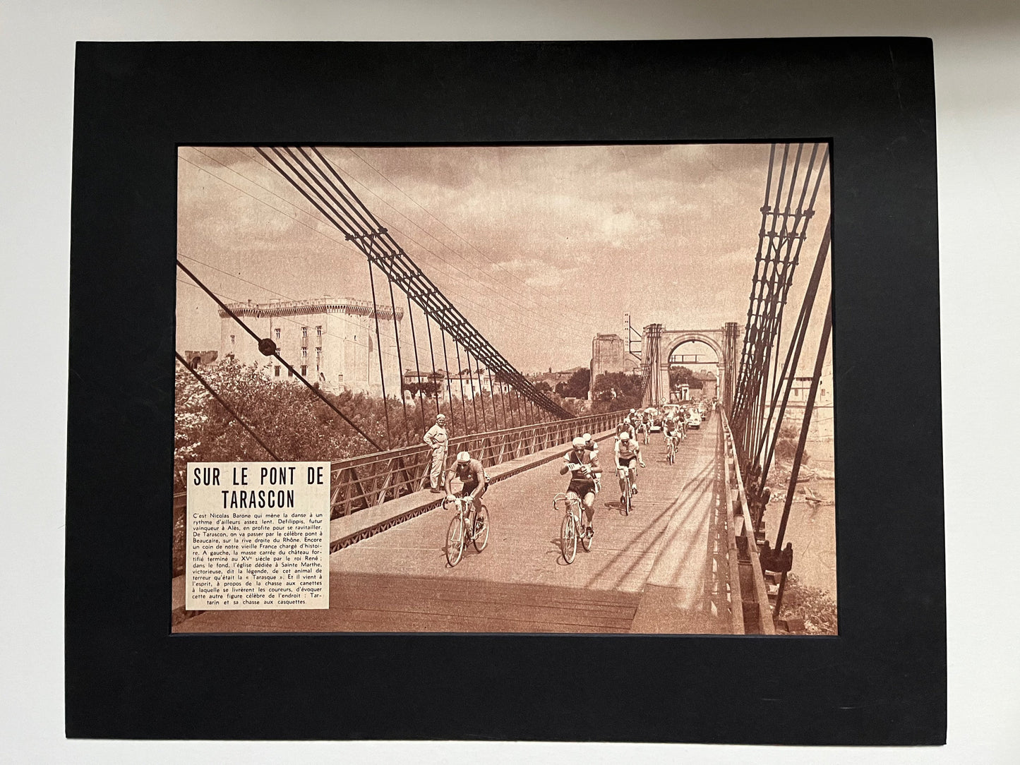 Vintage Cycling Print - Tour de France, Caen/Pont de Tarascon, Original 1950s