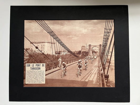 Vintage Cycling Print - Tour de France, Caen/Pont de Tarascon, Original 1950s