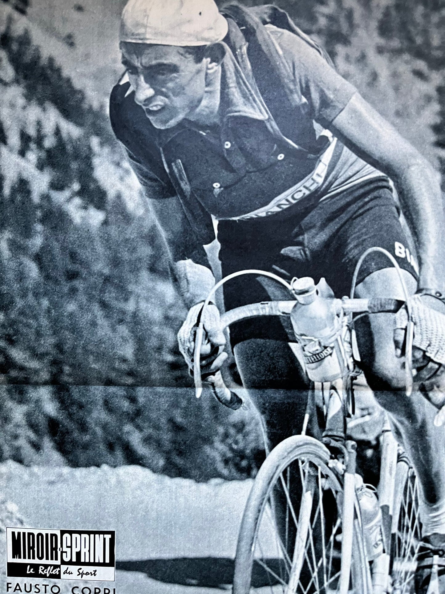 Vintage Cycling Print -  Fausto Coppi, Bianchi Original with Signature, 1953