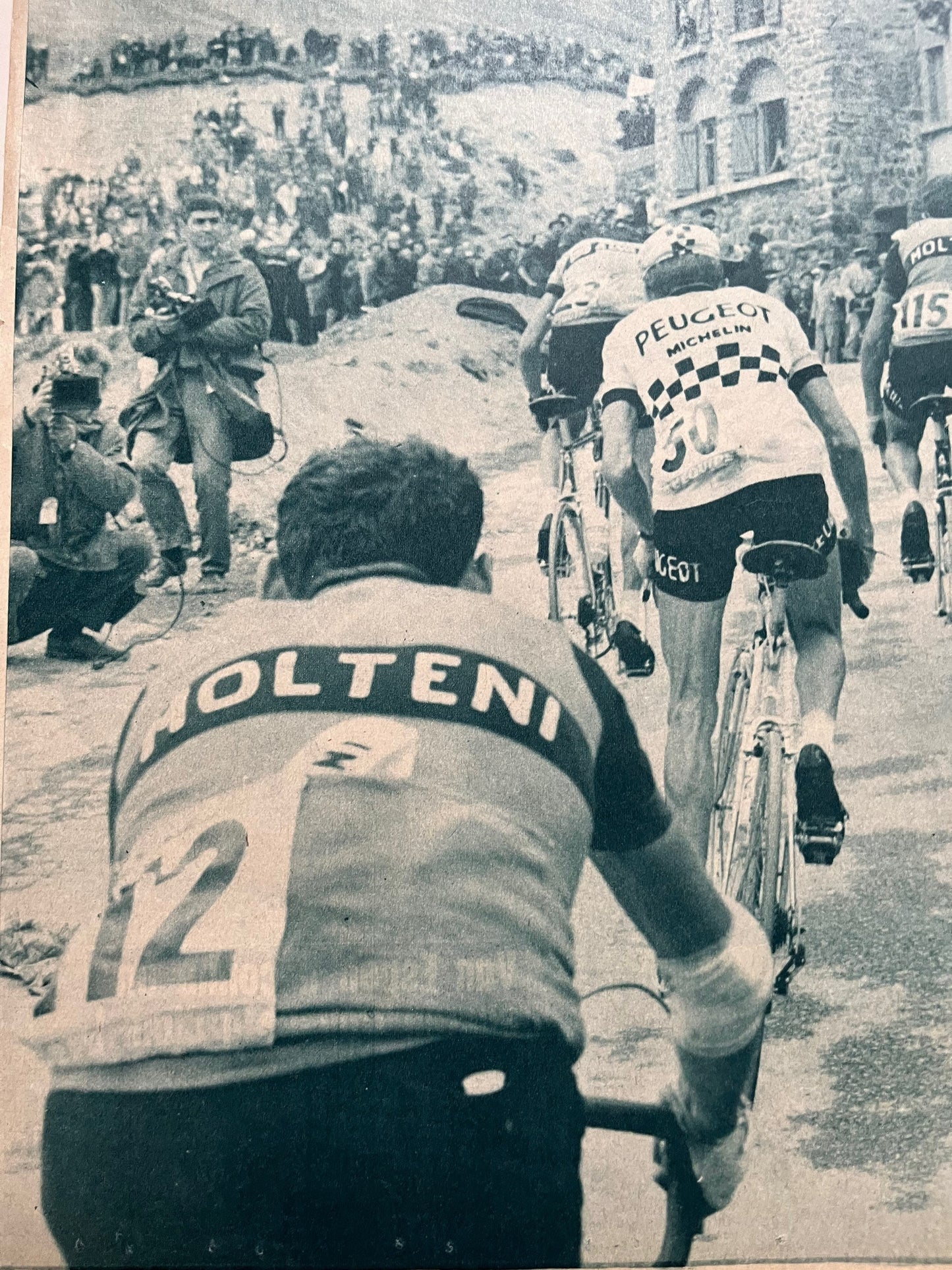 Vintage Cycling Print - Tour de France, Gimondi, Poulidor, Motta, Tourmalet Stage, Original 1965