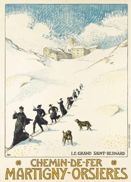 Vintage Travel Poster - 'Chermin de Fer', Swiss Ski Resort, Albert Muret 1913