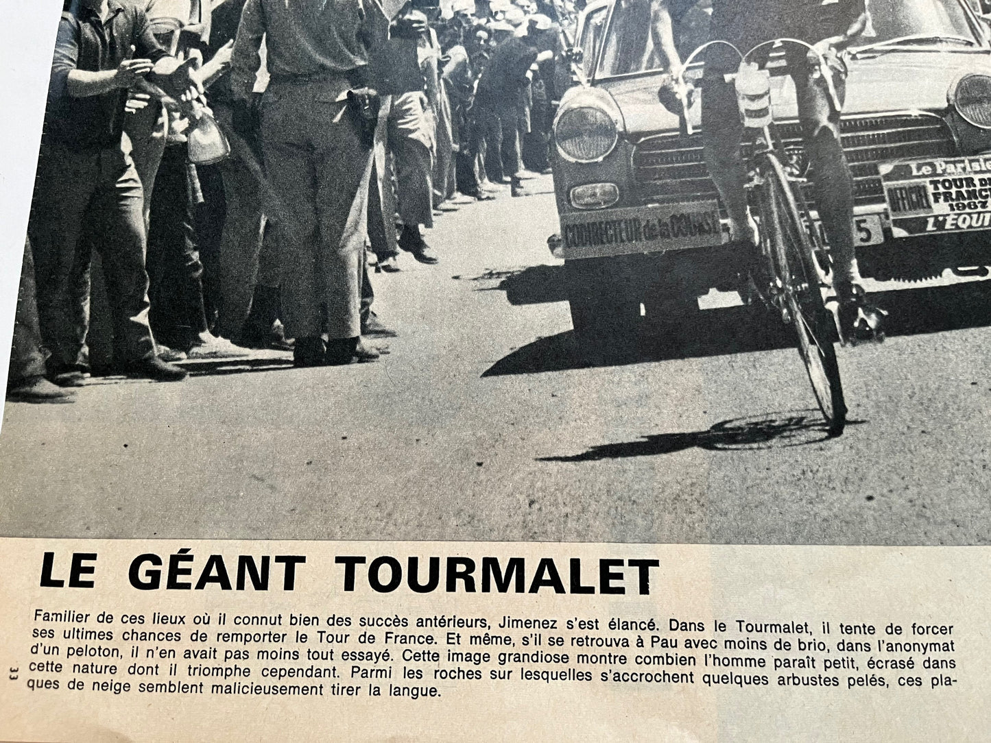 Vintage Cycling Print - Tour de France, Tourmalet, Julio Jimenez, Ford France Team, Original 1967