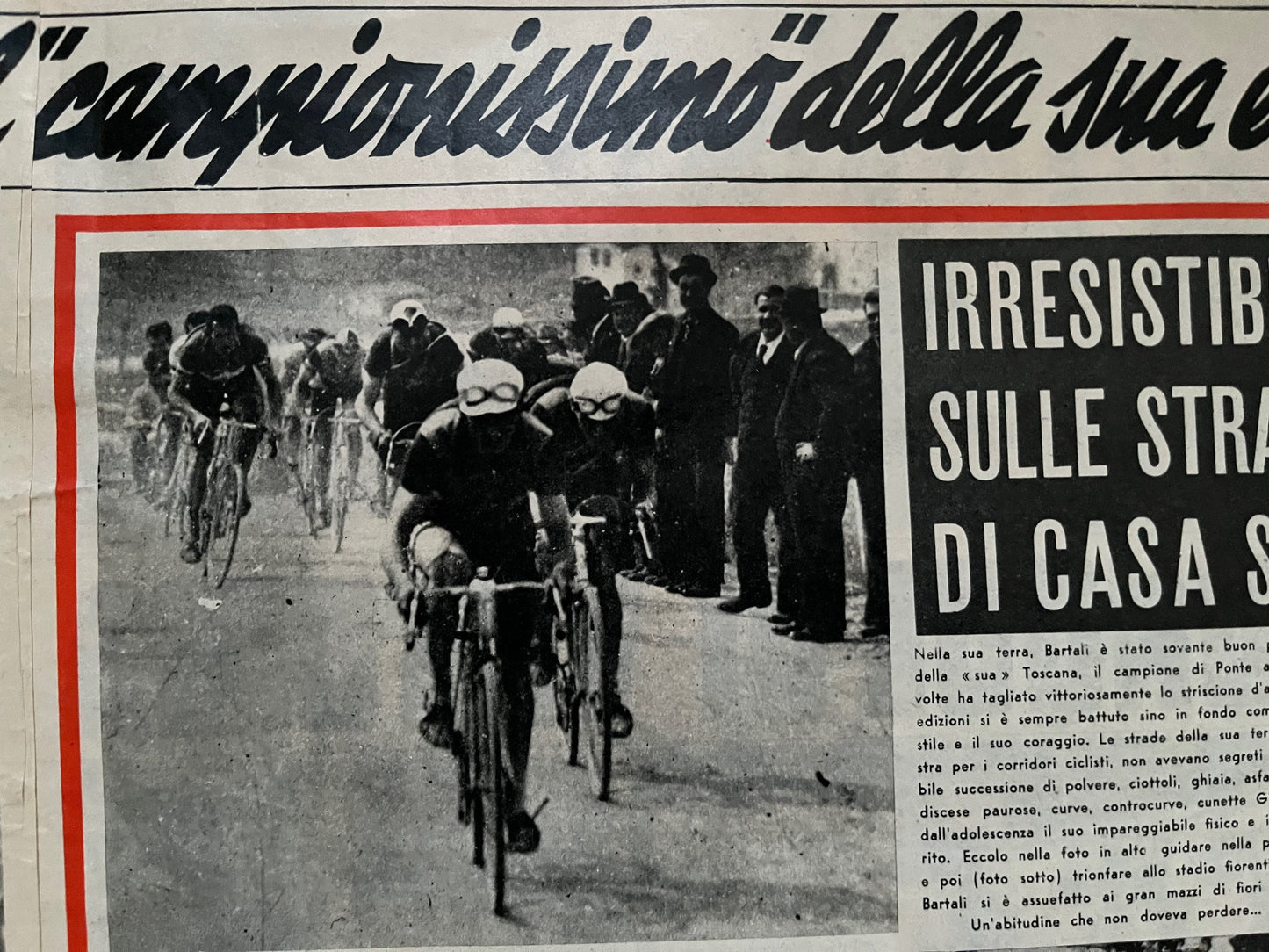 Vintage Cycling Print - Gino Bartali, Fausto Coppi, Original 1953