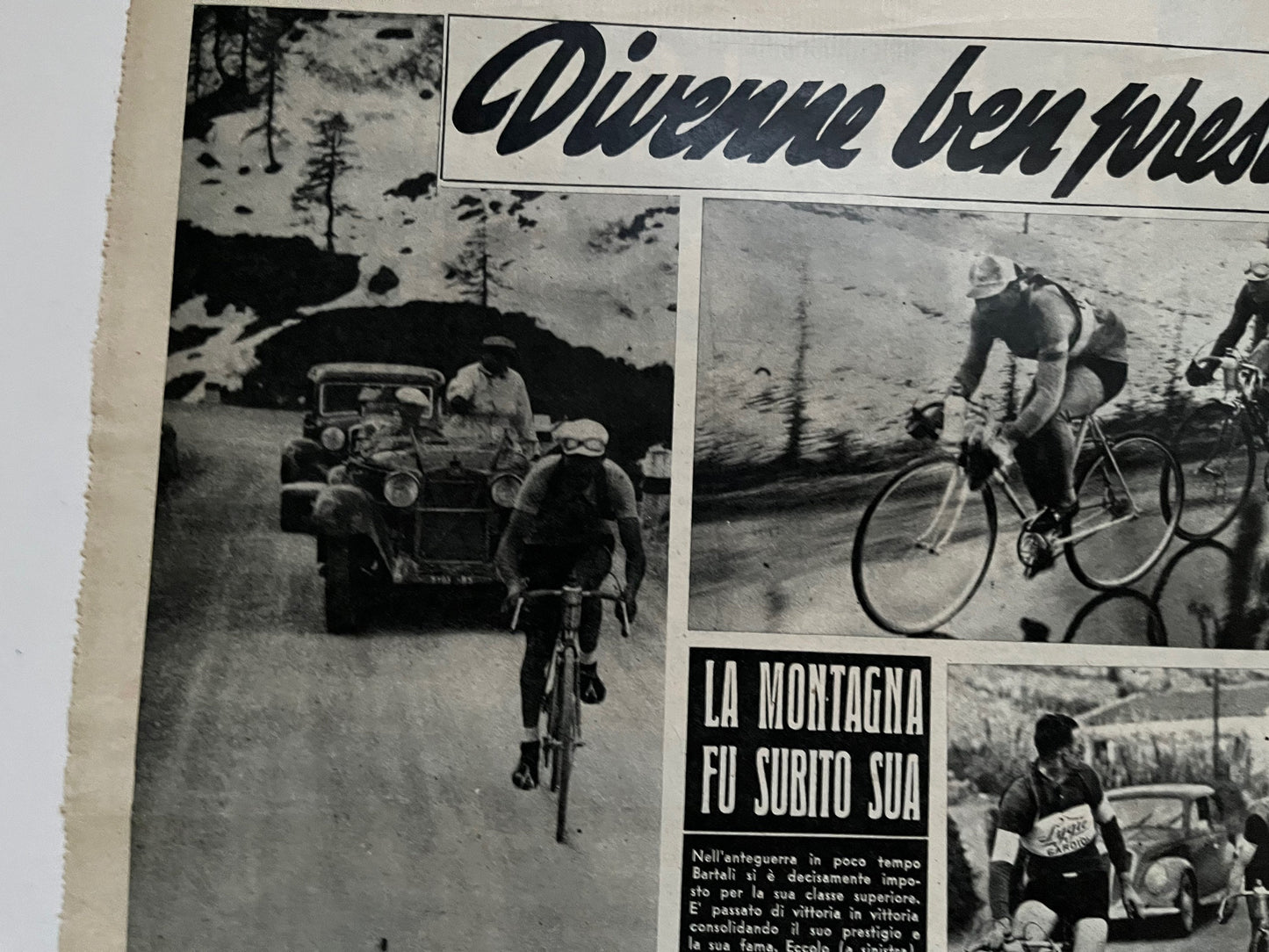 Vintage Cycling Print - Gino Bartali, Fausto Coppi, Original 1953