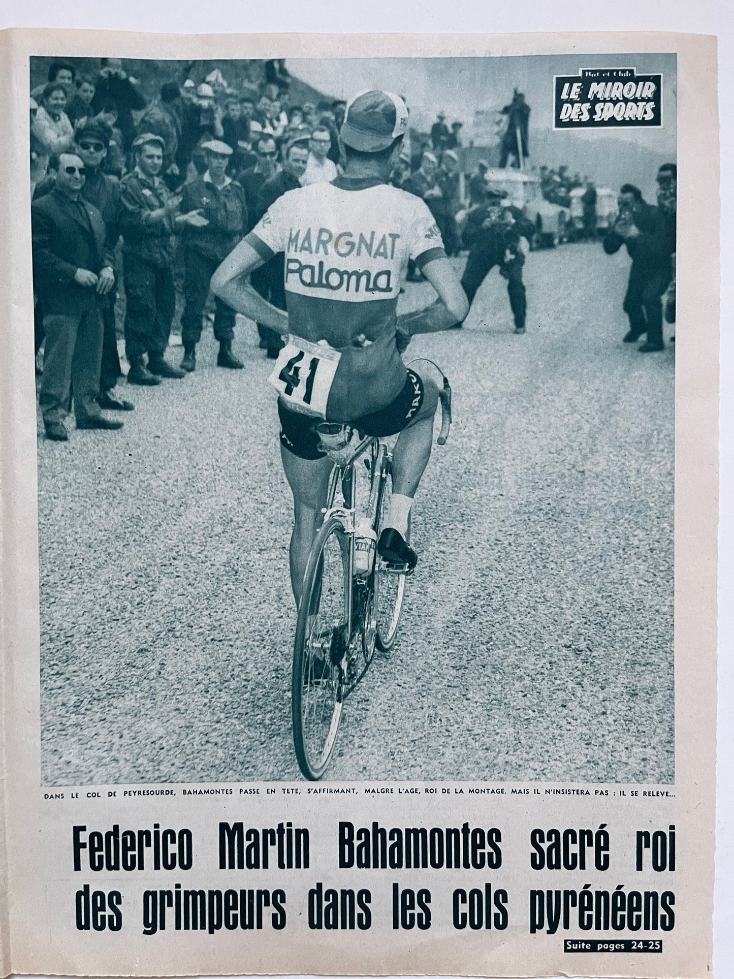 Vintage Cycling Print - Tour de France, Federico Bahamontes, Original 1959