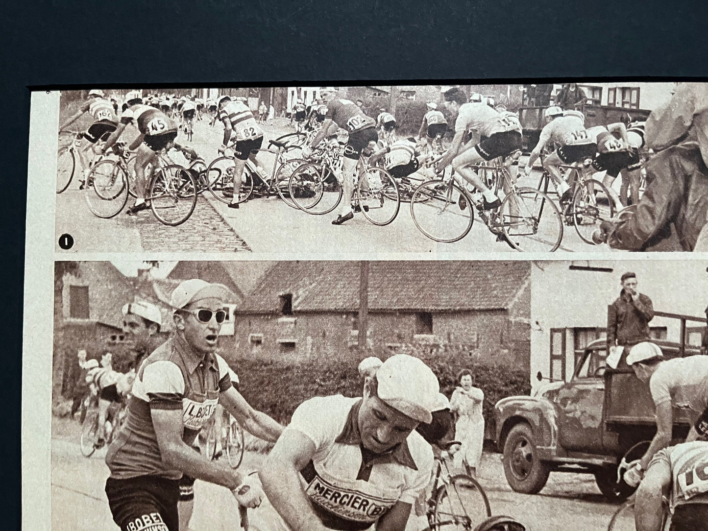 Vintage Tour de France crash cycling print 1953 Louison Bobet Jean Robic