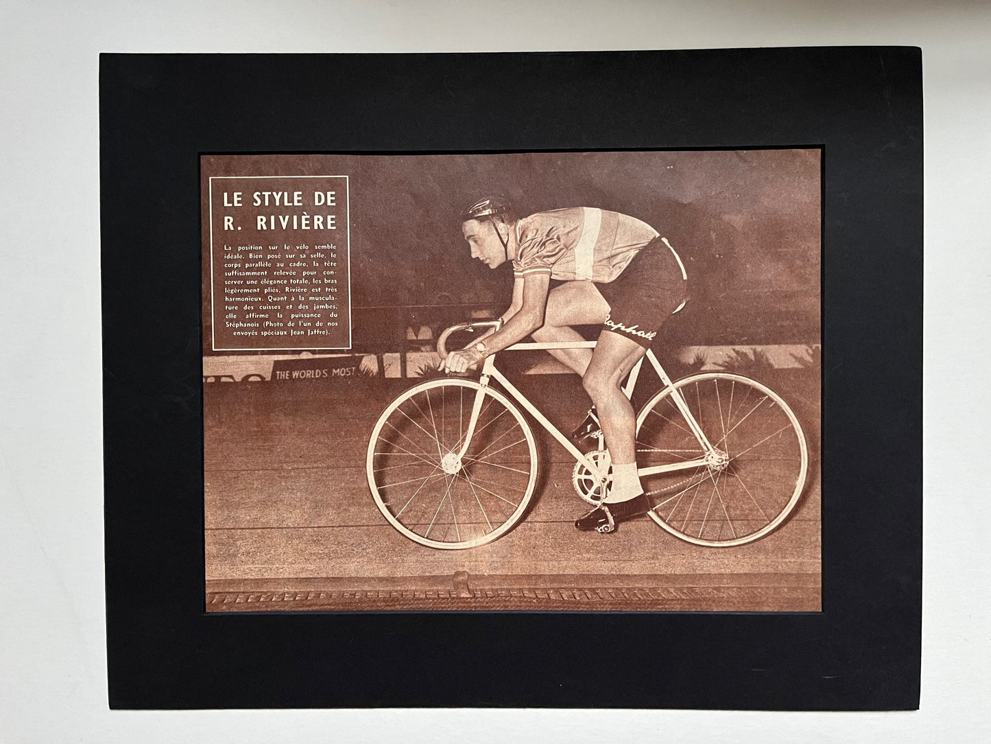 Vintage Cycling Print - Roger Rivière, St Raphael Pista, Original, 1957