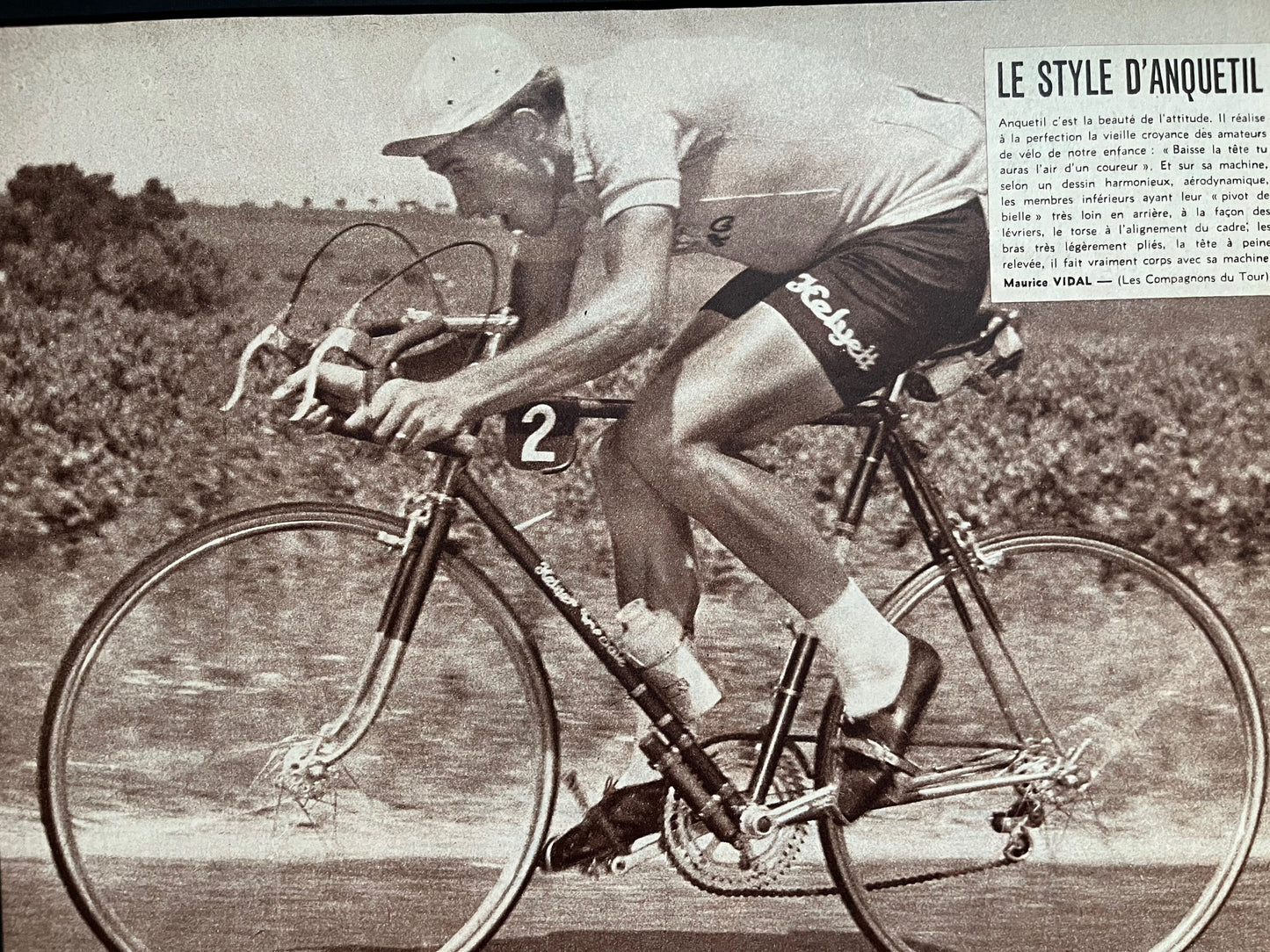 Vintage Cycling Print - Jacques Anquetil, Tour de France, Original, 1961