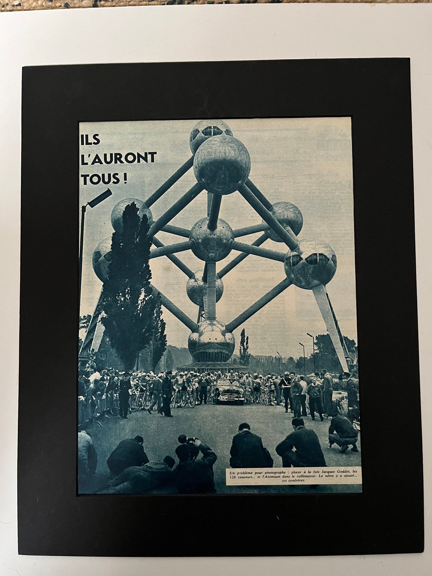 Vintage Cycling Print - Tour de France, Brussels Atomium, Original 1960