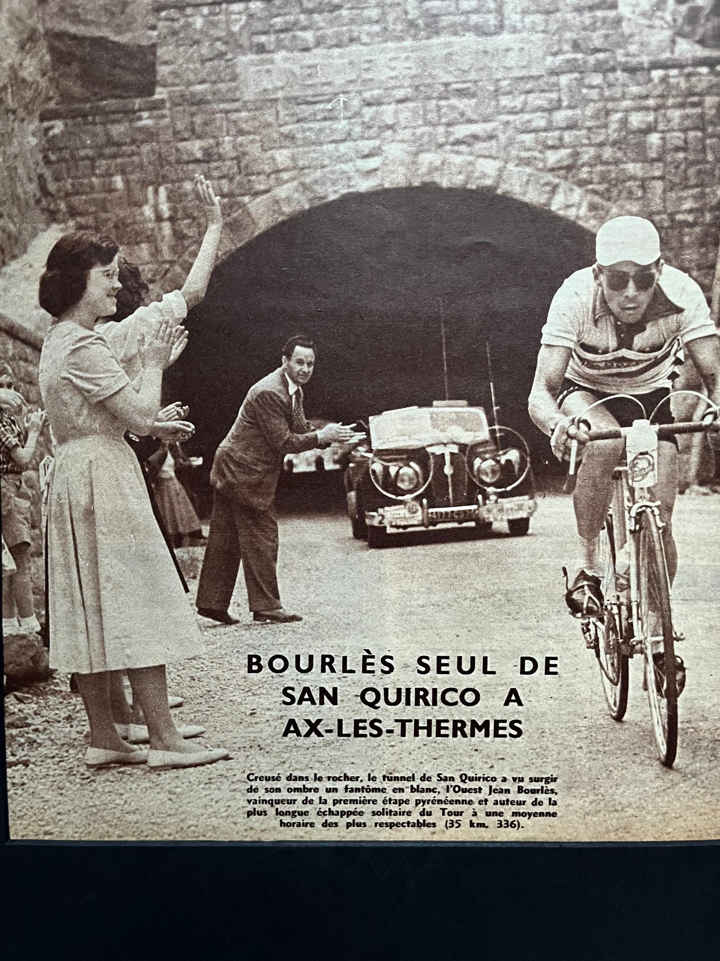 Vintage Cycling Print - Tour de France, Jean Bourles, San Quirico, Original 1950s