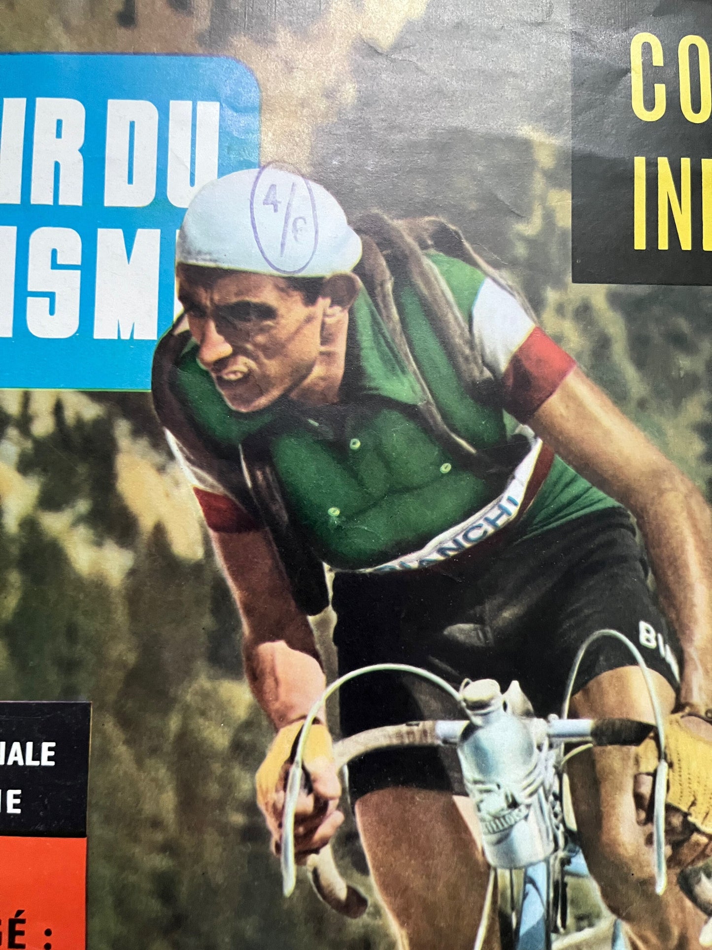 Vintage Cycling Print (colour) - Fausto Coppi - Bianchi, Original 1961