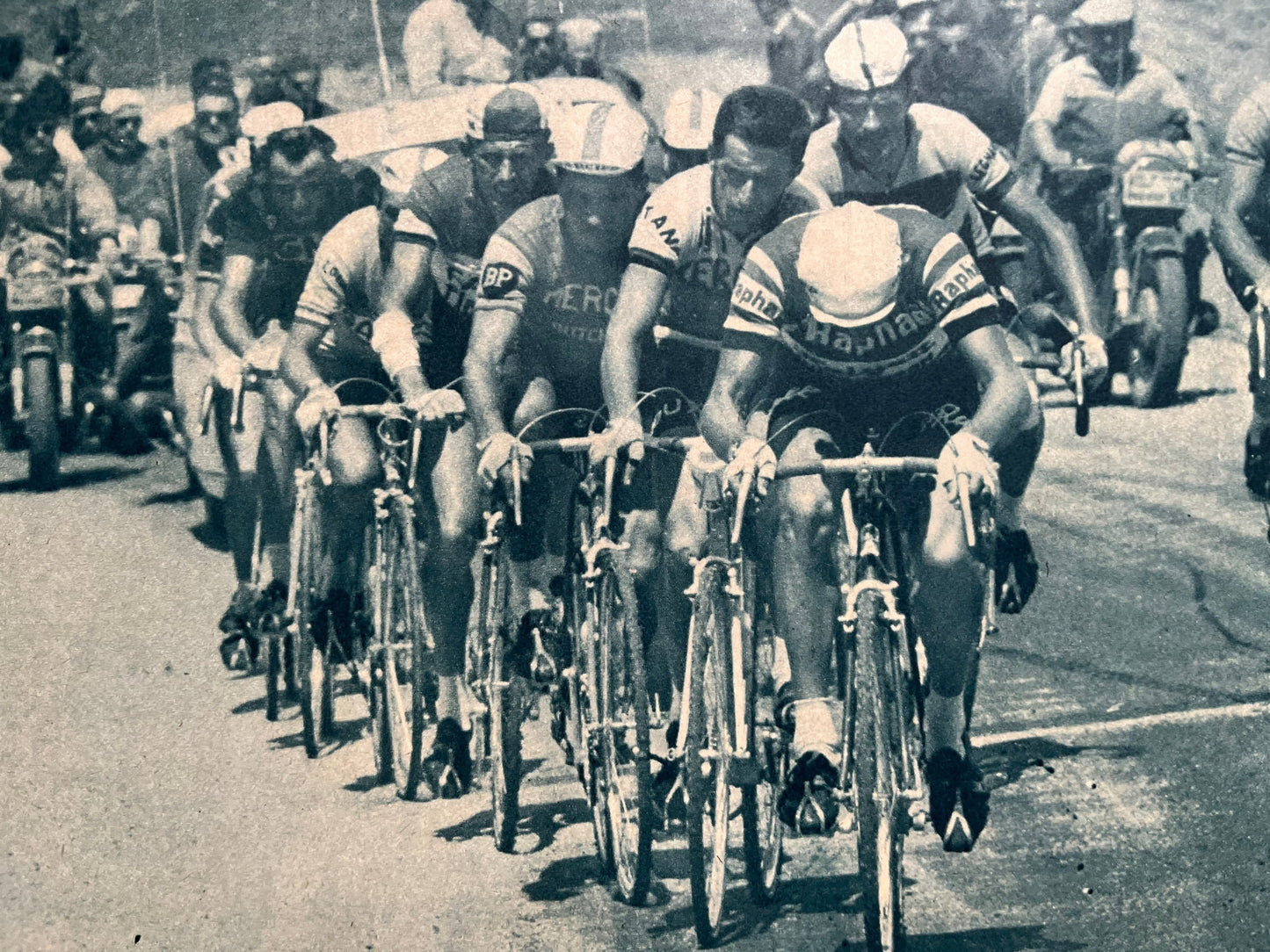 Vintage Cycling Print - Tour de France, Anquetil, Simpson, Poulidor, Original 1960