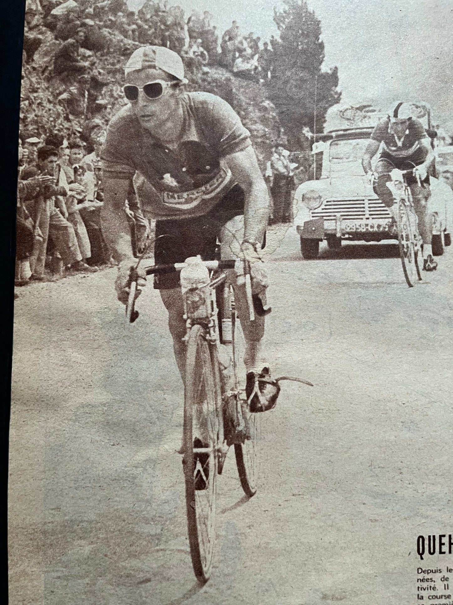 Vintage Cycling Print -  Tour de France, Marcel Queheille, Original 1959