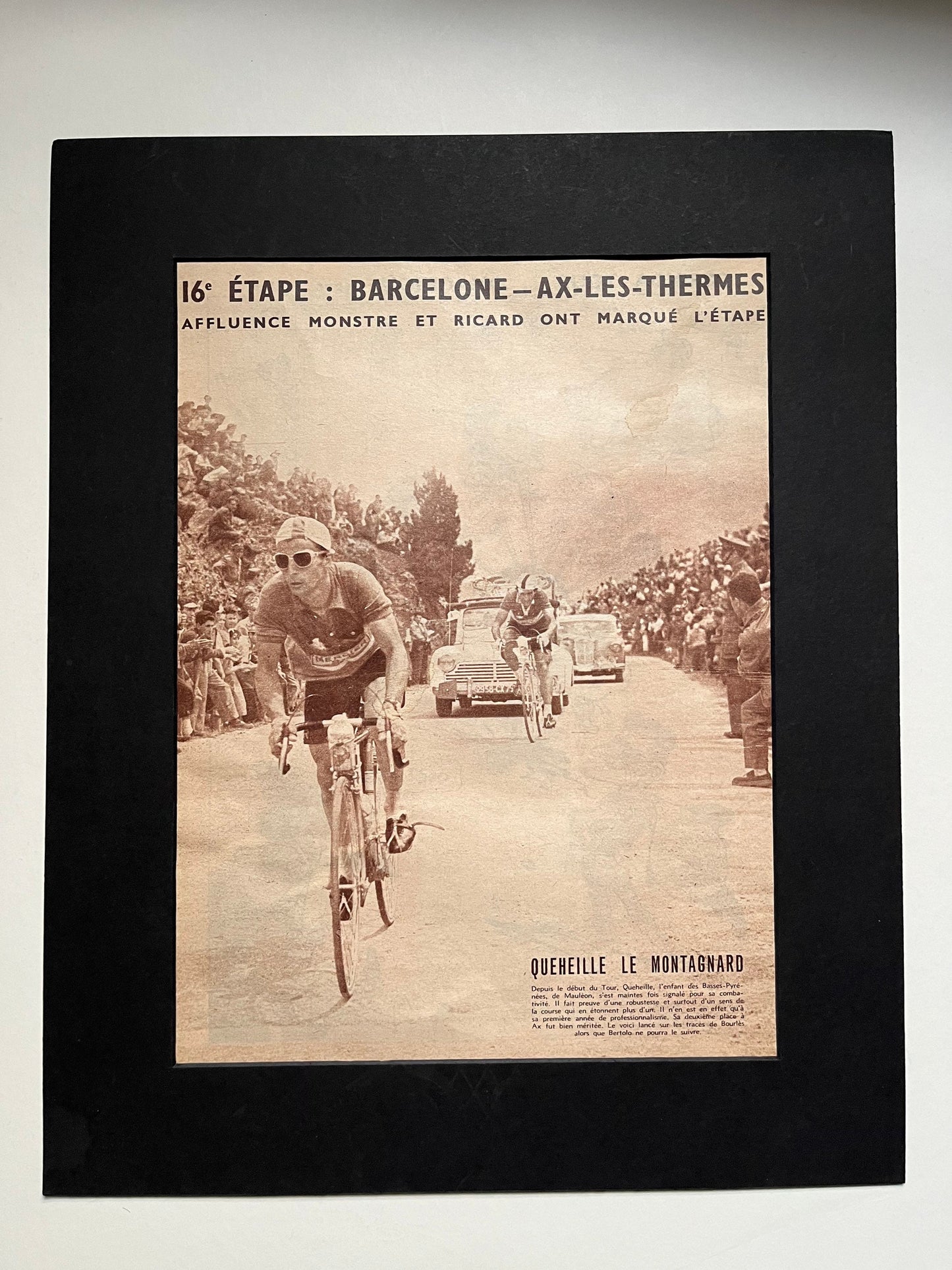 Vintage Cycling Print -  Tour de France, Marcel Queheille, Original 1959