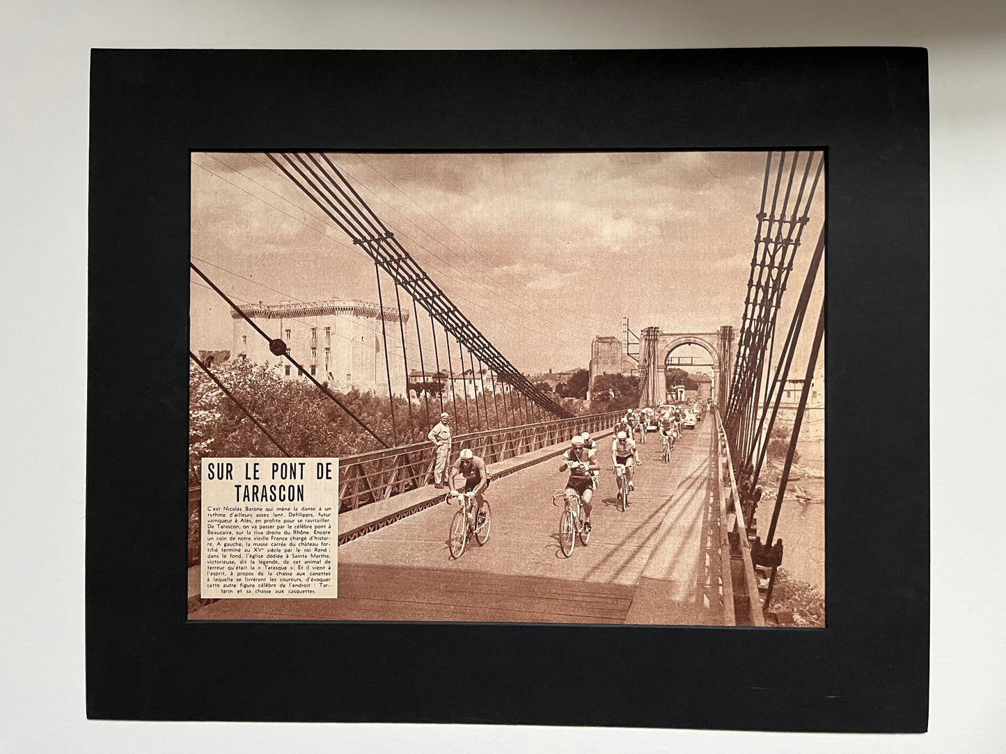Vintage Cycling Print - Tour de France, Caen/Pont de Tarascon, Original 1950s