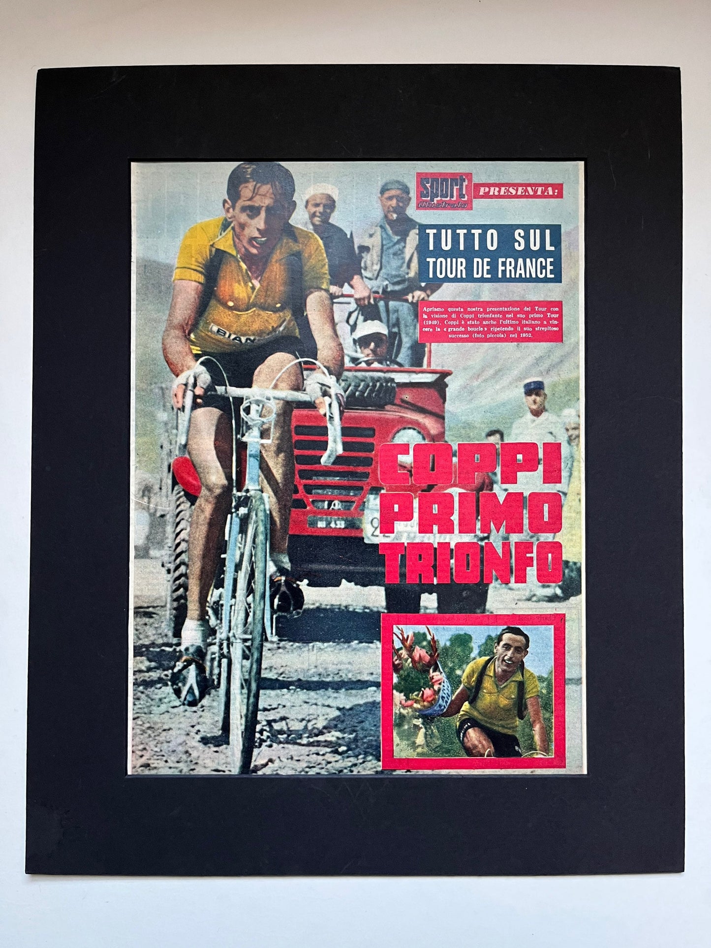 Vintage Cycling Print - Fausto Coppi, 'Coppi Primo Trionfo', Bianchi Original, 1952