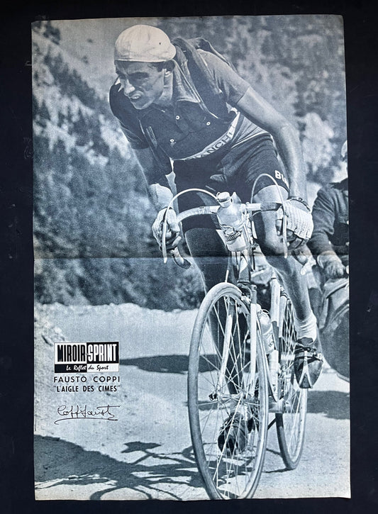 Vintage Cycling Print -  Fausto Coppi, Bianchi Original with Signature, 1953