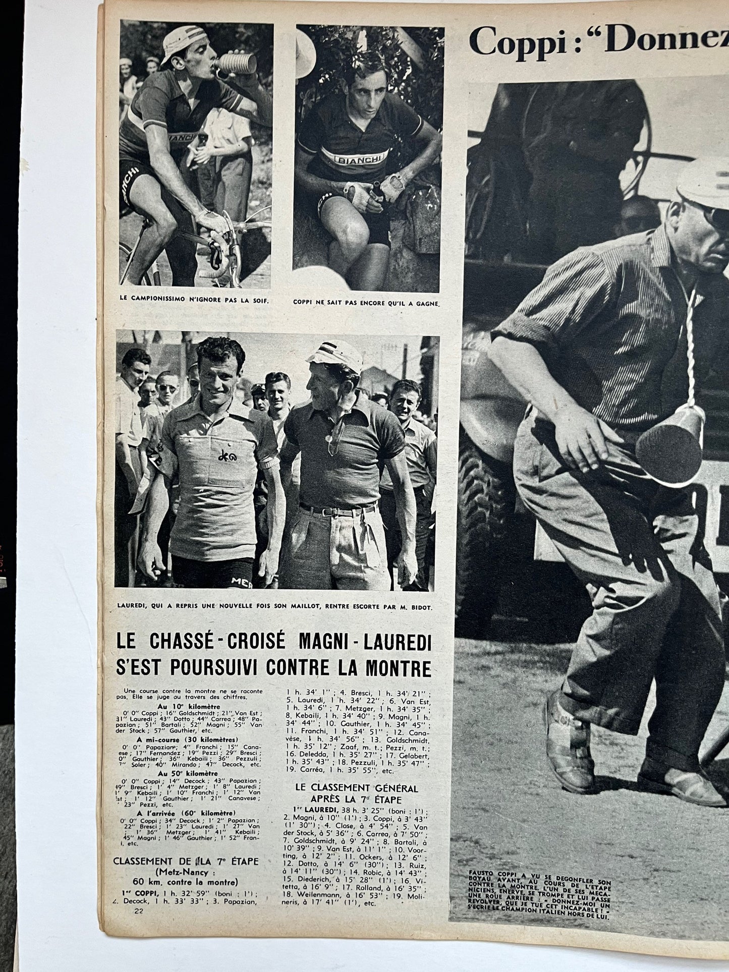 Vintage Cycling Print - Fausto Coppi, Bianchi Original, Tour de France, 1952