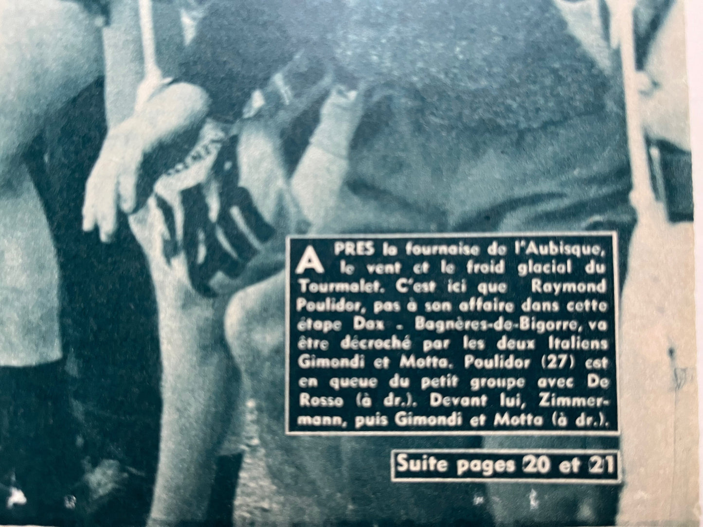 Vintage Cycling Print - Tour de France, Gimondi, Poulidor, Motta, Tourmalet Stage, Original 1965