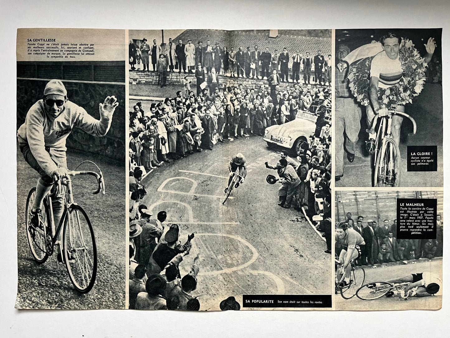 Vintage Cycling Print - Fausto Coppi/Bianchi, Original c1949