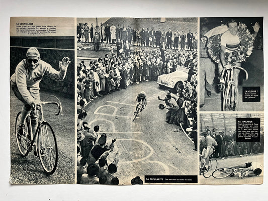 Vintage Cycling Print - Fausto Coppi/Bianchi, Original c1949